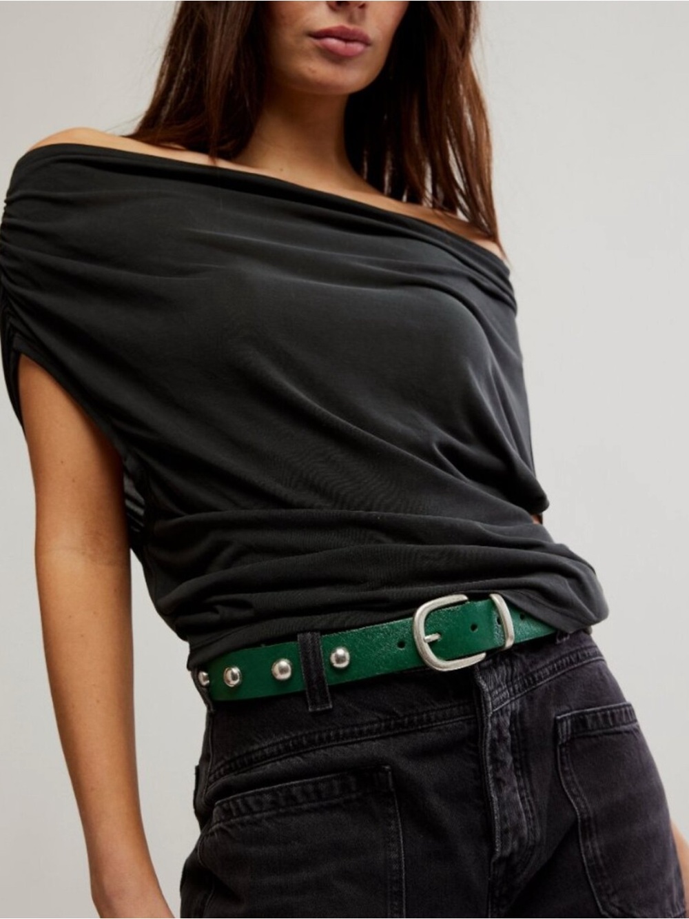 NWOT Free People Rhodes Stud Belt Green Size S/M